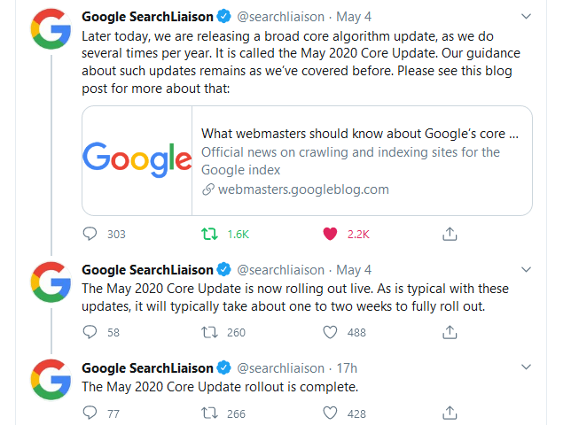 Google May 2020 core update 