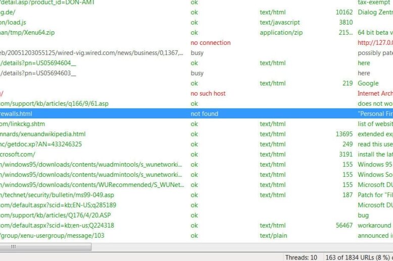xenu-1.3.8-screenshot Xenu broken link checker