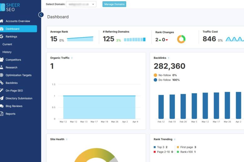SheerSEO-dashboard Sheer SEO dashboard seo software tools