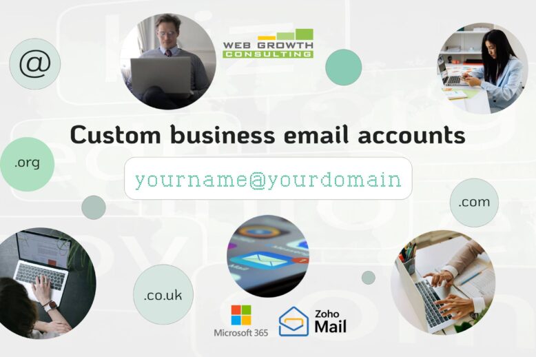 Business email from Microsoft 365 or Zoho Mail.