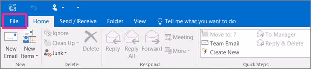 File and export in Outlook